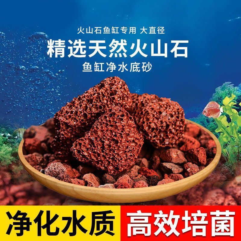 天然火山石颗粒古法鱼缸底石红火山岩过滤材料底砂园艺铺底石专用