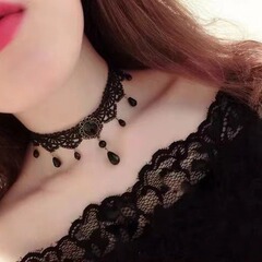 ファッション黒ゴシックレースビロードネックレスフリンジパンク風ゴシックネックチェーン欧米の鎖