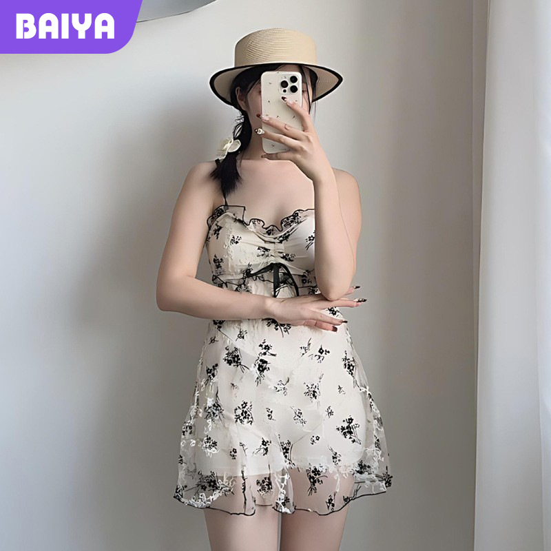 2025 nuevo dulce trajes de baño de mujer flor triturada cabdajes de vestir tipo vestido de abdomen delgado trajes de baño de vacaciones de aguas termales junto al mar