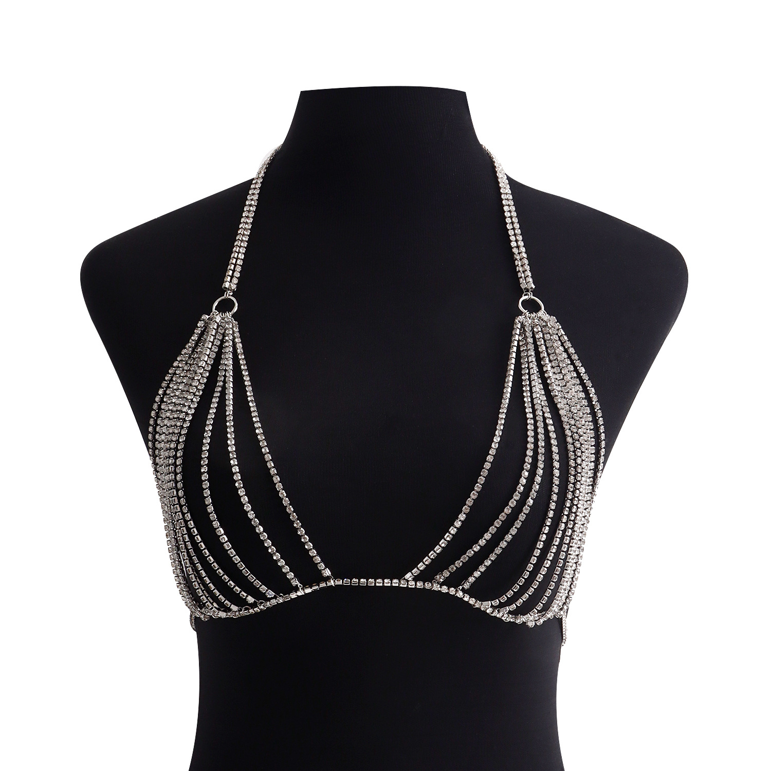Luxus Kristall Körper Kette BH Schmuck Bikini Harness Sexy Hohl Brust Kette BH Tanz Top für Frauen Geschenk Strand party Schwimmen Pool_voghion.com