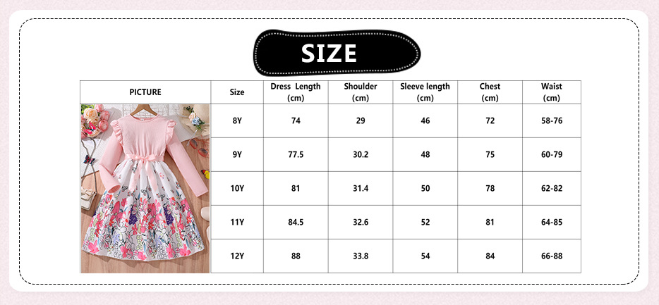 INS Girls' Autumn New Mid to Large Children's Long Sleeve Pit Strip Splicing Flower Butterfly Printed Dress_voghion.com