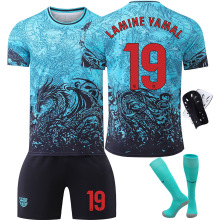 2526巴萨特别版9号莱万8佩德里6加维10梅西19号亚马尔球衣套装蓝