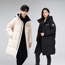 男女同款羽绒服中长款2025冬新款休闲加厚大码白鸭绒连帽品牌外套