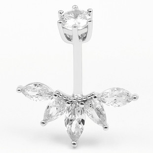 S925 Silver Navel Ring European and American Flower Zircon Maple Leaf Navel Nail Body Piercing Jewelry Export Manufacturer Wholesale