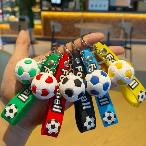 Creative World Cup Football Keychain with Leather Strap, Small Gift for Events, Printed Logo, Backpack Pendant, Small Gift