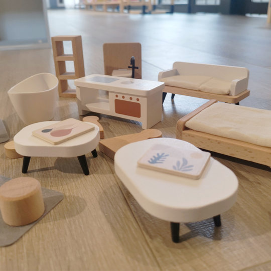 Cream ins style wooden play house doll room baby simulation Villa parent-child interactive doll house assembled toy