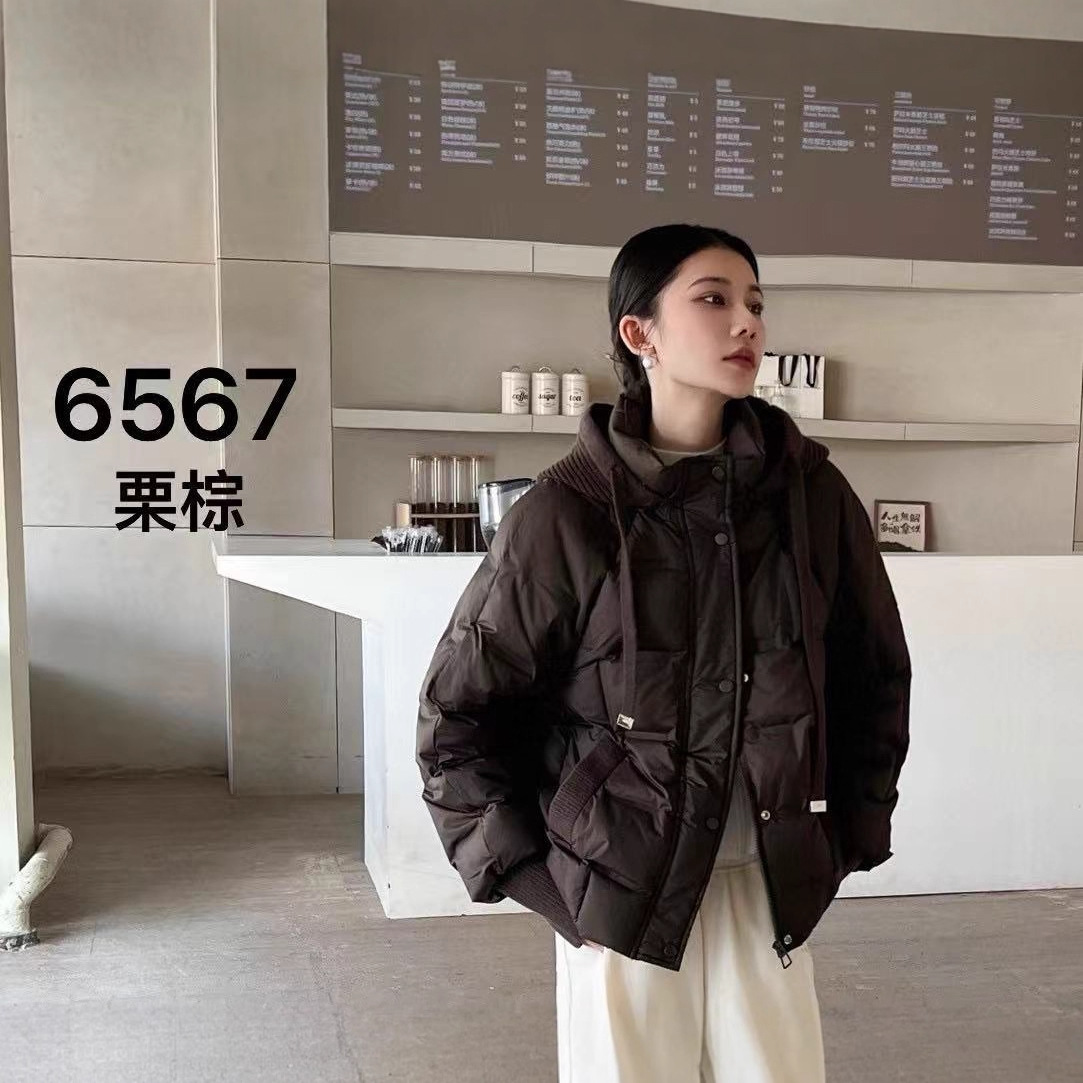 2025秋冬欧韩新款羽绒服女短款百搭白鸭绒针织帽可拆卸加厚外套潮