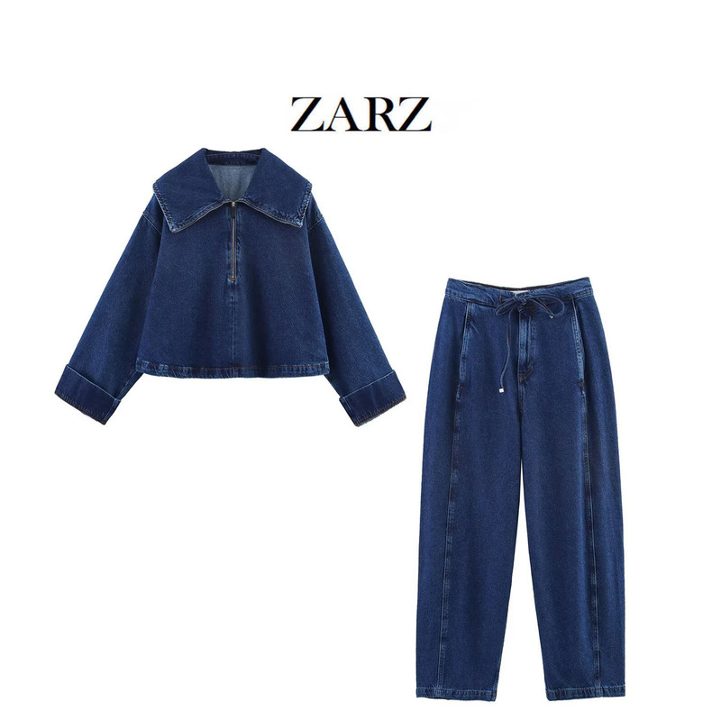 ZARZ homemade European and American style new women's zipper Denim jacket coat high waist jeans 6147065 ZARZ homemade European and American style new women's zipper Denim jacket coat high waist jeans 6147065