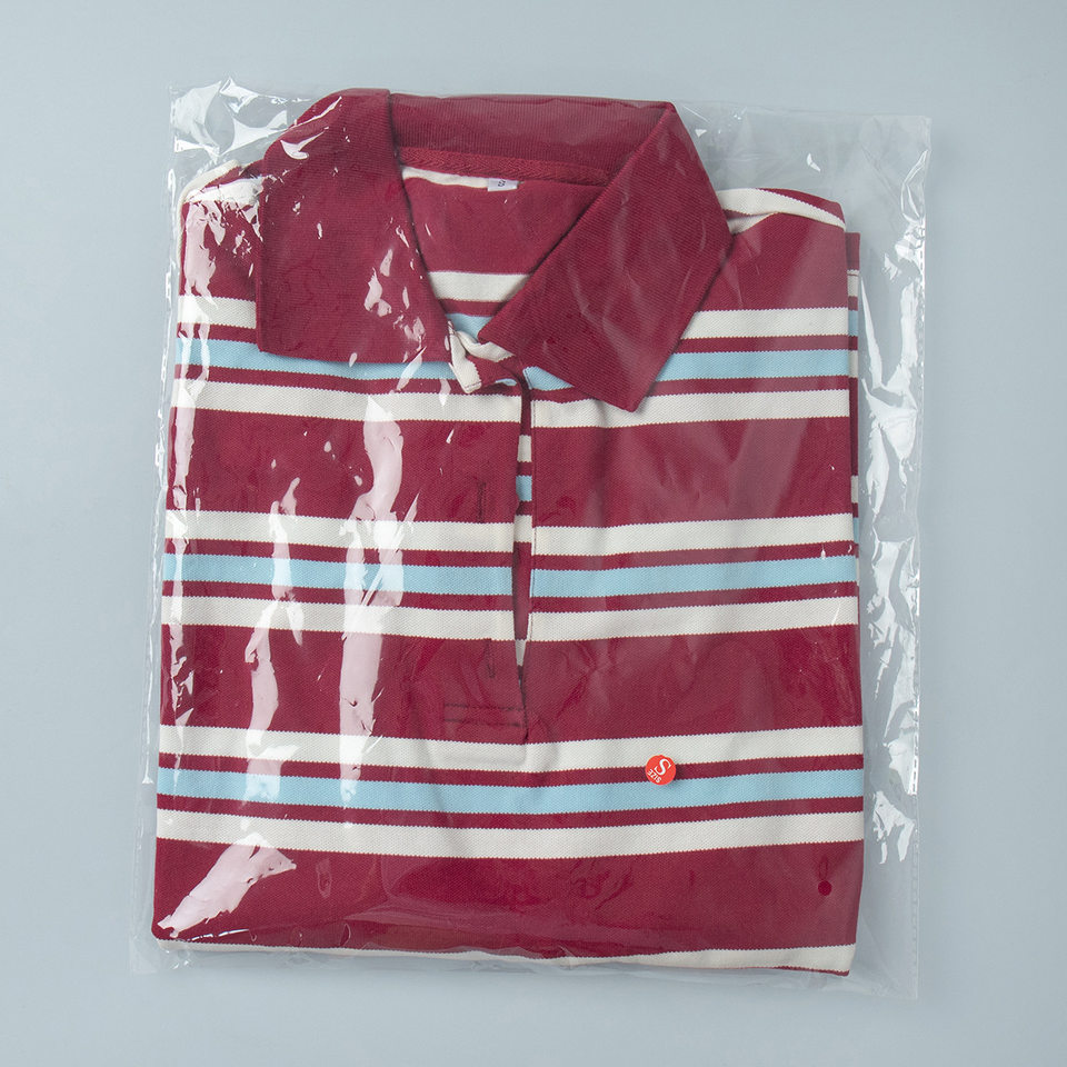Áo thun nữ sọc dài tay cổ polo dáng rộng phong cách retro — hồng, màu nâu, nâu sẫm, quần kaki chi tiết 25