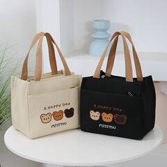 新商品厚手刺繍ズックハンドバッグキャンバスバッグ通勤サラリーマン学生弁当箱マミー通勤弁当バッグ