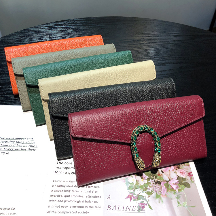 Cartera larga de mujer en piel auténtica con tarjetero_voghion.com
