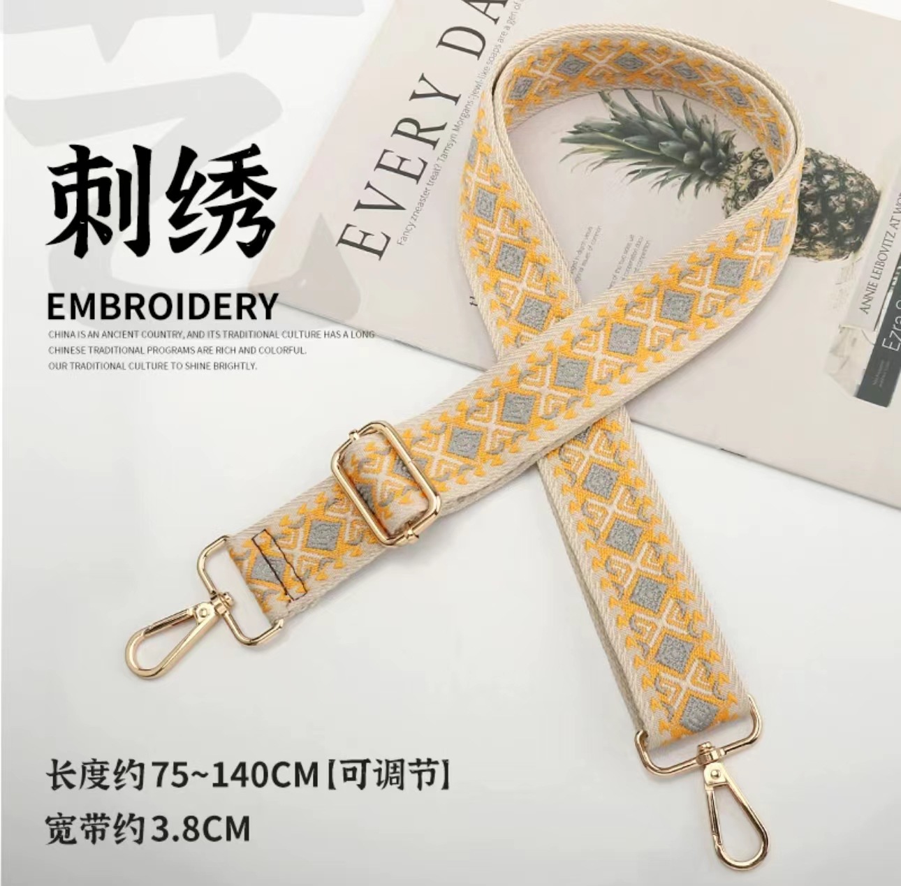 Correa de hombro ajustable jacquard 38mm ancha resistente poliéster universal bolso