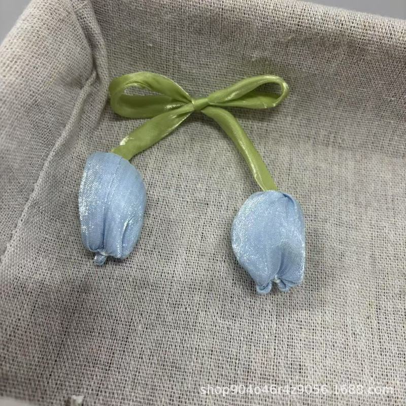 Ins韓系チューリップ蝶花蕾布芸花diy服飾部品ヘアアクセサリーアクセサリー|undefined
