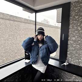 香家经典同款保暖立领牛仔蓝棉服短款外套女现货发