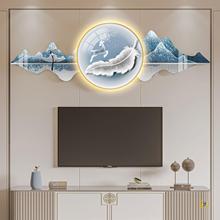 ✅客厅电视墙装饰画山水画麋鹿沙发挂画大气2023年新款大厅背景墙