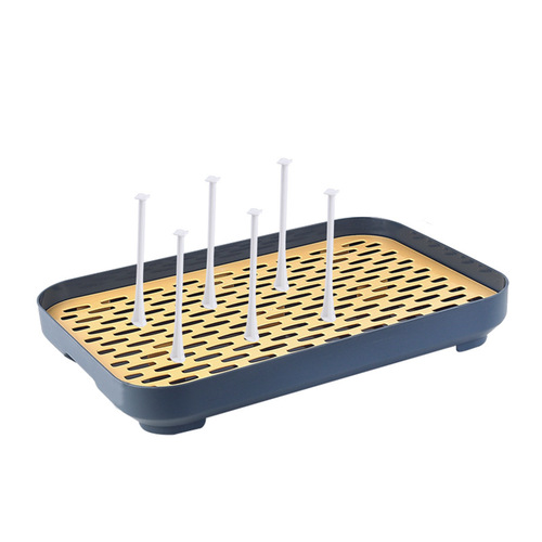 Drainage Tray Double Layer Plastic Tea Tray Tea Table Fruit Water Cup Stand Rectangular Creative Home Use Bathroom Storage Rack