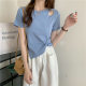 6008# official figure back bag collar cotton T-shirt women's short sleeve summer shoulder irregular short coat shoulder leakage shoulder