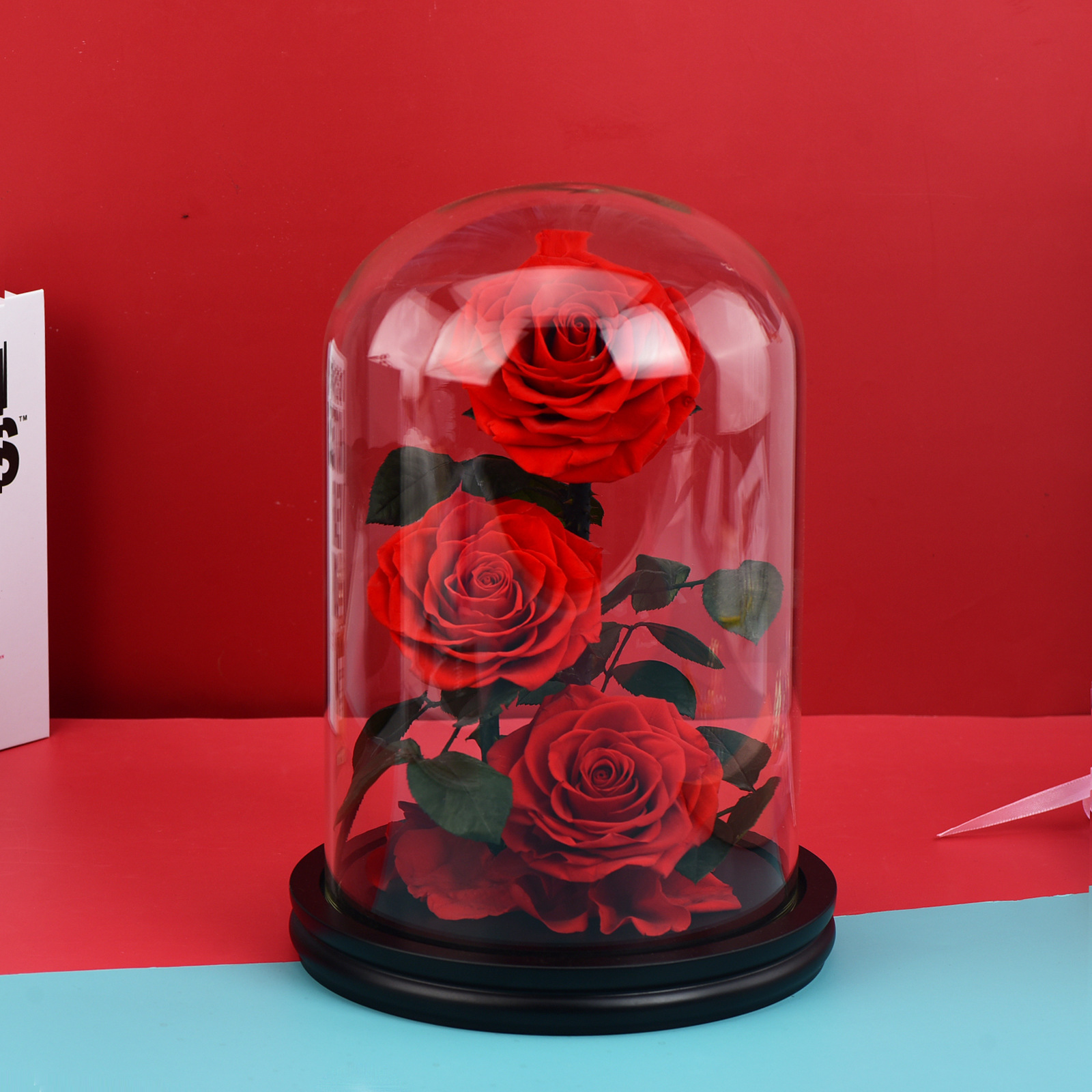 FUENTE Precio al por mayor de fábrica comercio electrónico transfronterizo gran Príncipe Flor eterna Rosa cubierta de vidrio regalo de San Valentín