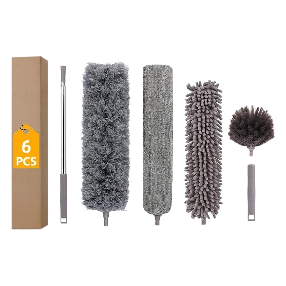 Actualización negrita varilla telescópica una varilla multi-Cabeza de microfibra chenille polvo plumero techo polvo cepillo plumero