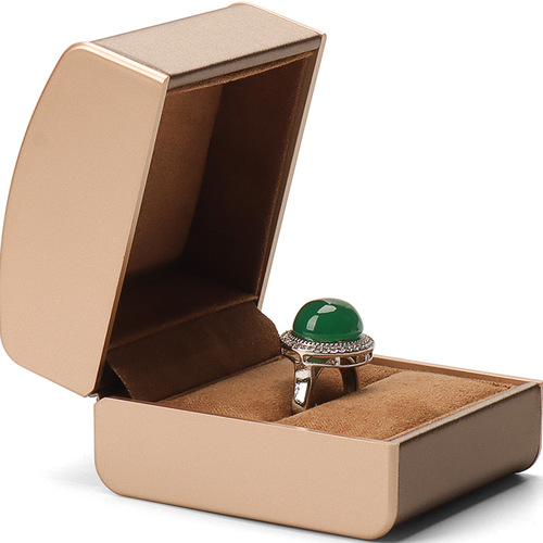 Jewelry accessories gold label wire drawing leather storage box ring box jewelry box pendant necklace box packaging box
