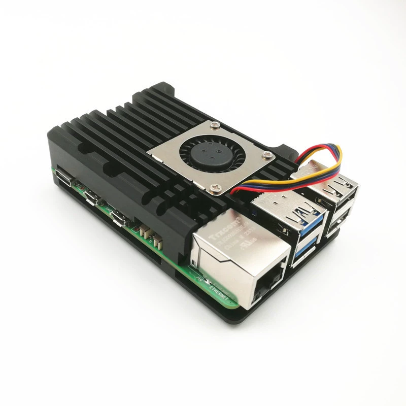 Алюминиевый корпус из сплава для Raspberry Pi Pi5 с PWM управлением температурой, вентиляторами охлаждения и защитой от перегрева