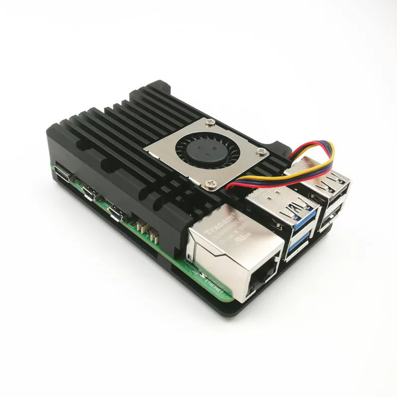 Алюминиевый корпус из сплава для Raspberry Pi Pi5 с PWM управлением температурой, вентиляторами охлаждения и защитой от перегрева