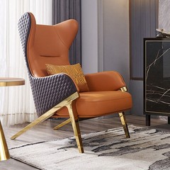 ライト高級ハイバックソファチェアホテルリビングルームレジャータイガーチェアバルコニーデザイナー昼寝怠惰なリクライニングチェア