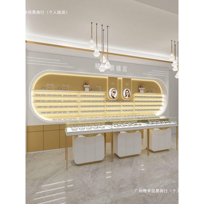 眼镜柜墨镜太阳眼镜店简约装修展示柜烤漆陈列中岛柜玻璃柜台柜子