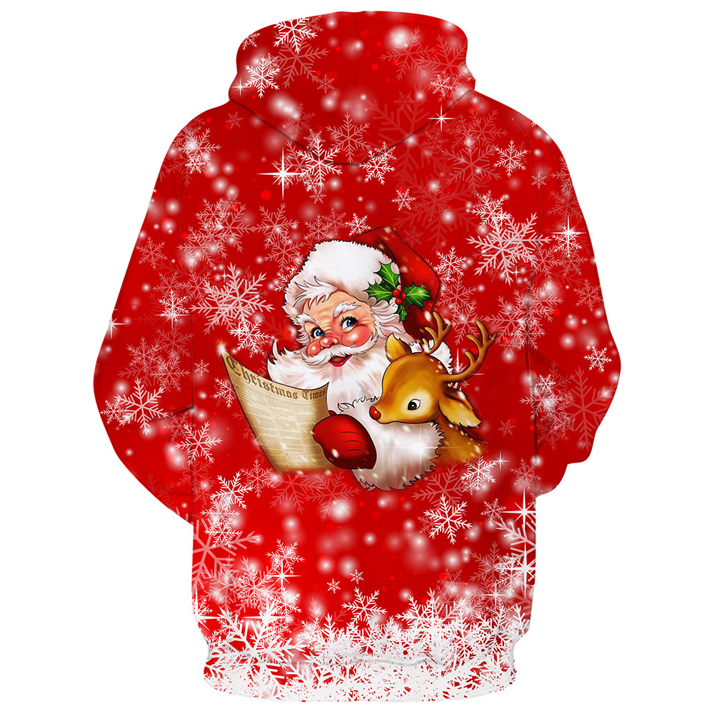 boy Cross-Border Christmas Carnival Snowman European And American Men's Digital Print Pullover Long Sleeve Hoodie Fleece_voghion.com