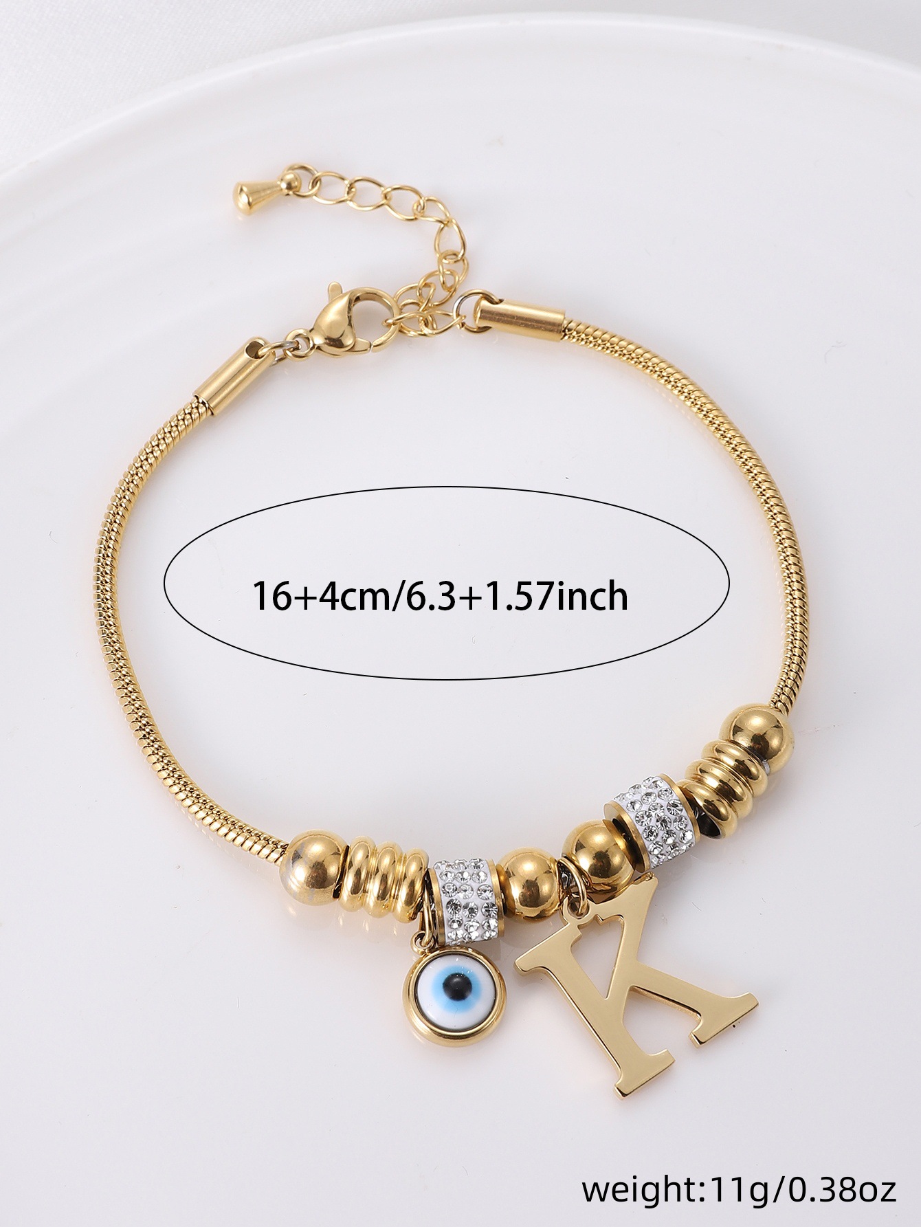 Titanium Steel Pendant Material Simple Style Letter Devil's Eye Titanium Steel Zircon Bangle In Bulk