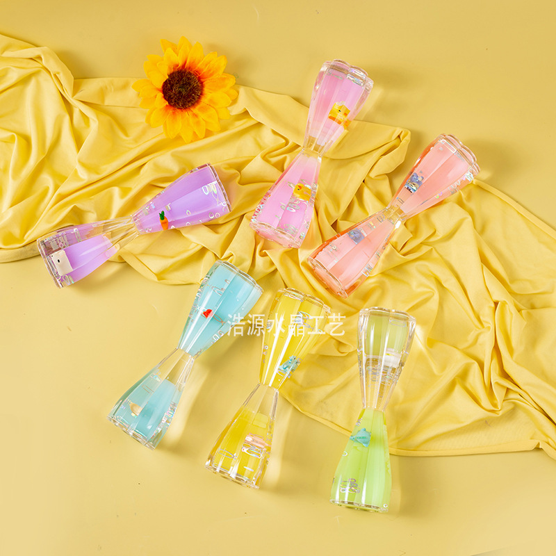 梅花滴动物漂浮油滴沙漏玩具生日礼物创意桌面摆件工艺品液体沙漏
