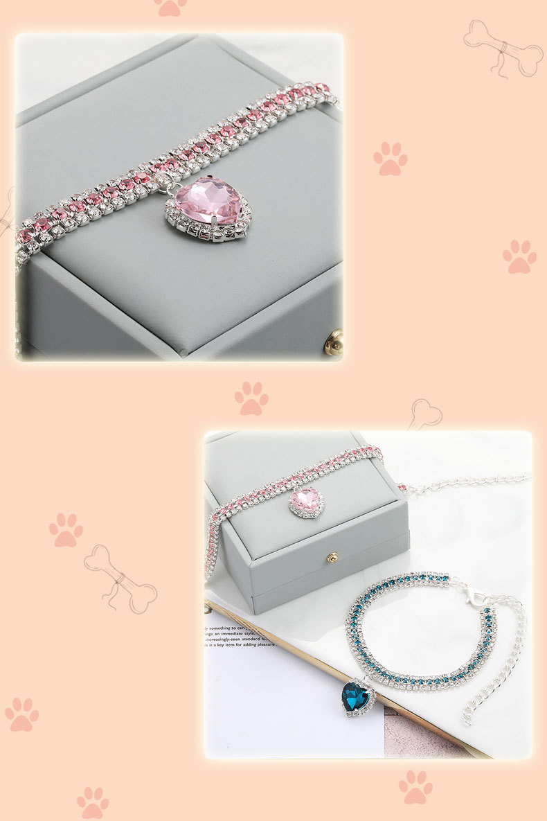Luxurious Rhinestone Heart Shape Pet Collar display picture 1