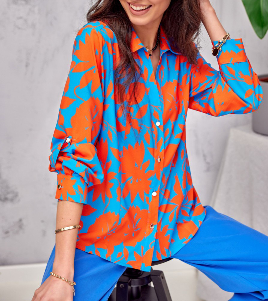 Women's Blouse Long Sleeve Blouses Printing Button Fashion Flower display picture 1