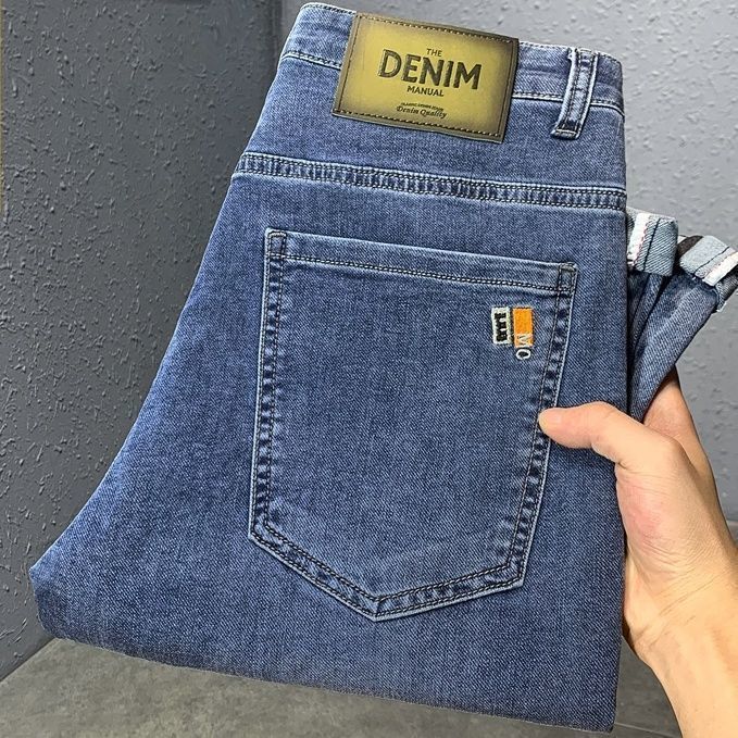 High end embroidered jeans for men's 2023 new slimming and slim fit leggings Korean version light luxury versatile_voghion.com