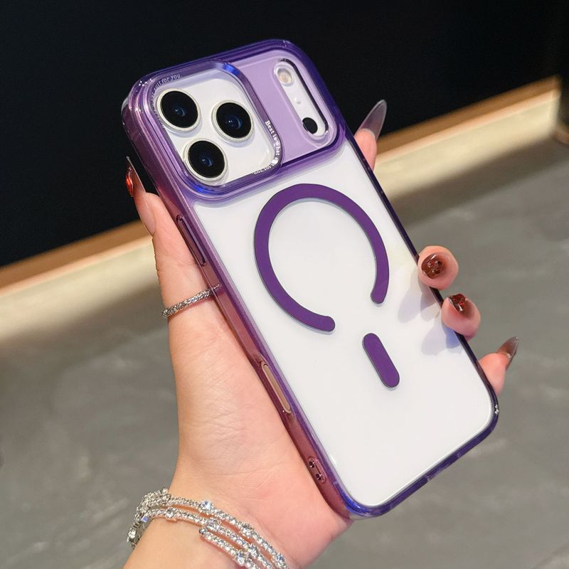 跨境适用iPhone17PROMAX橙色手机壳高透冰彩磁吸苹果17AIR保护套|undefined