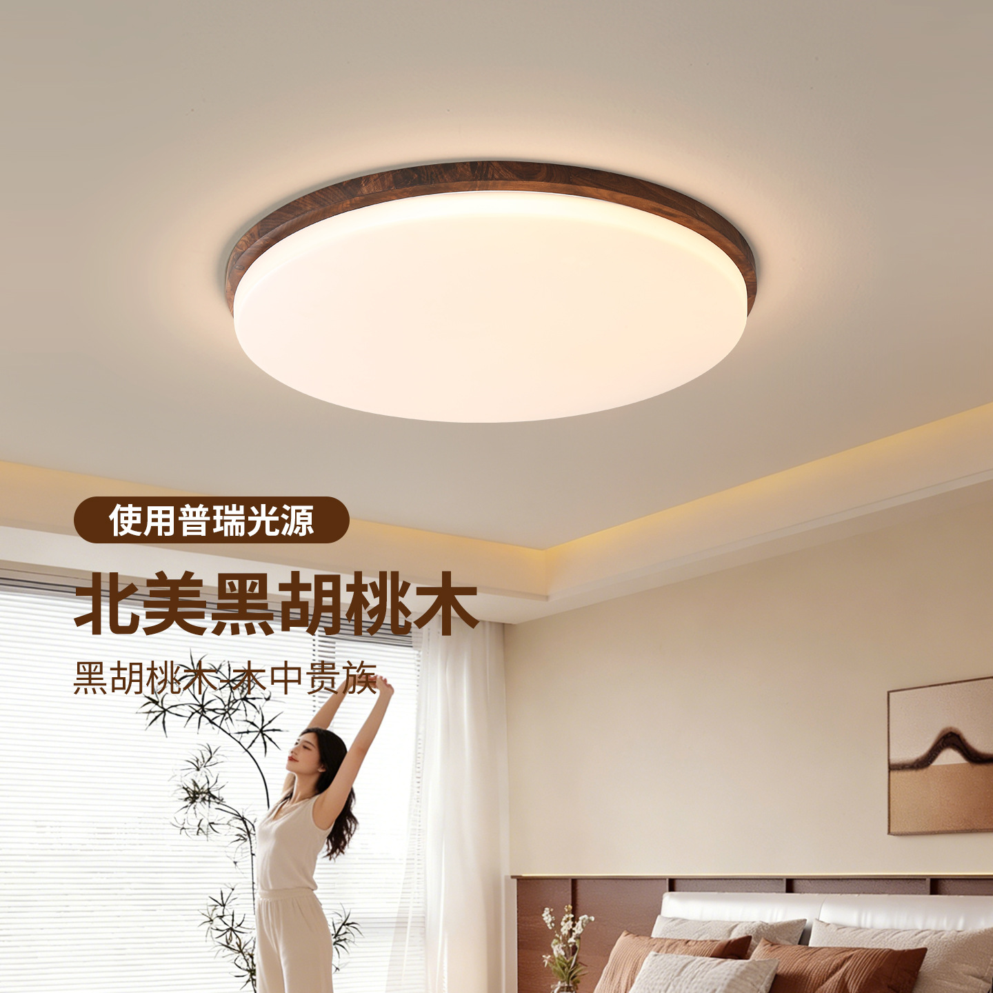 Dormitorio lámpara de techo estilo antiguo dormitorio nuevo estilo chino de color nuez lámpara de sala de estar estudio dormitorio lámpara Zhongshan 263L