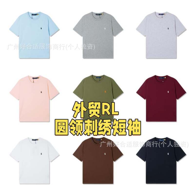 Export Version Rl Ralph Lauren Embroidered Classic Basic Style Trendy Slim-Fit Round-Neck Short-Sleeve T-Shirt for Men and Women Export Version Rl Ralph Lauren Embroidered Classic Basic Style Trendy Slim-Fit Round-Neck Short-Sleeve T-Shirt for Men and Women