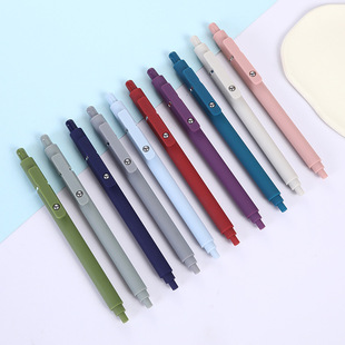 In-Stock Morandi Retractable Pen Colorful Press-Type Water-Based Pen High-Value Gel Pen Student Stationery Gel Pen