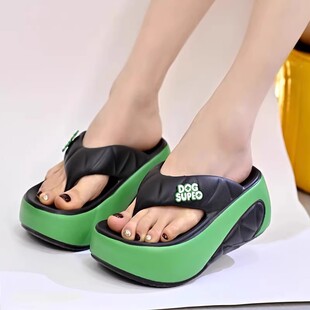 2025 New Summer Style Simple Thick-Soled Heightening Flip-Flops Eva Lightweight Work Clothing Fashion Versatile Flip-Flops