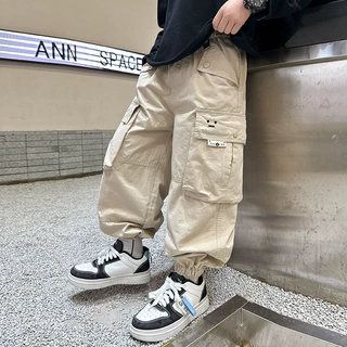 男童工装裤春秋款2025新款童装儿童裤子秋装长裤中大童秋季束脚裤