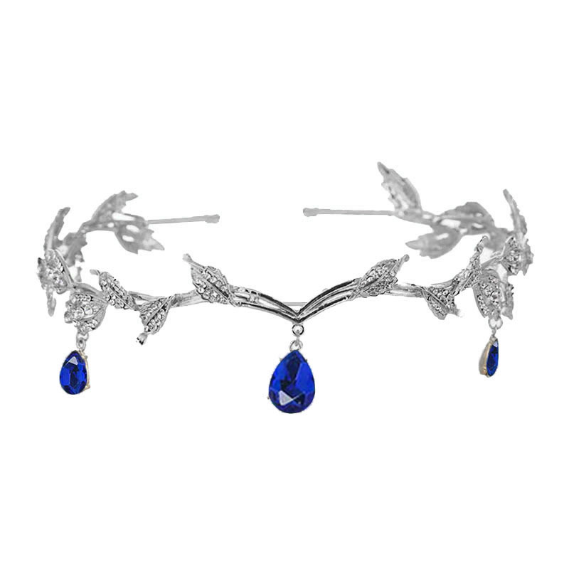 Corona barroca para mujer, dije de ceja nupcial de aleación con forma de gota de agua y hoja, diadema de princesa, accesorios para el cabello retro con diamantes de imitación