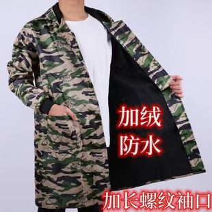 2025 New Style Fleece-Lined Workwear with Hood, Long Camouflage Coverall, Autumn and Winter Warm Jacket for Men and Women, Mid-Length Style