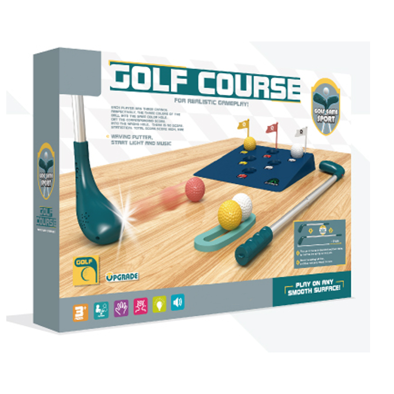 跨境儿童室内外运动斜台带伸缩球棒高尔夫球 双人互动体育玩具