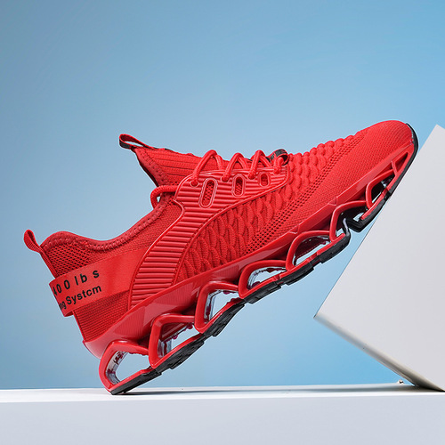 Cross-border Fly Weave Men's Shoes Spring Air Mesh Face Blade Red Sports Running Casual Trendy Shoes Versatile Men Factory Wholesale 