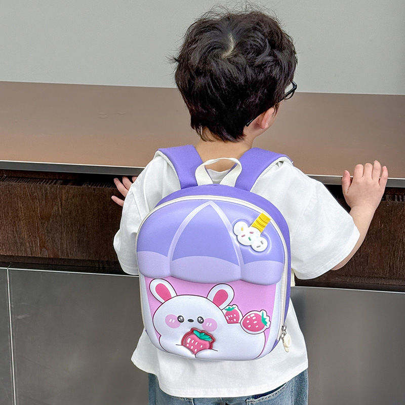 Caricatura lindo conejo, mochila para niños y niñas, taza de té de leche, mochila para bebés, nueva mochila para niños con cáscara de huevo