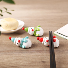 可爱卡通雪人陶瓷筷架日式美式筷托家用笔搁摆件餐桌工艺品小摆设