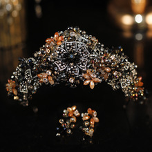 巴洛克复古黑色皇冠新娘头饰婚纱结婚18岁生日女王冠2023新款宫廷