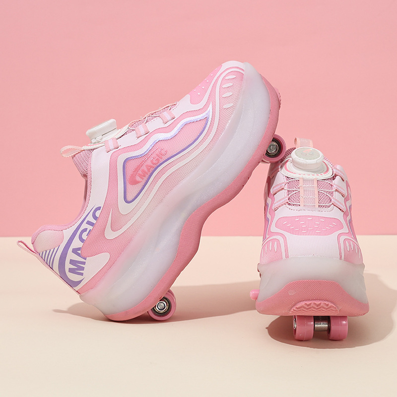 Flashy Roller Shoes for Children, Dual-Purpose Roller Skates for Boys and Girls, Shiny Skate Shoes