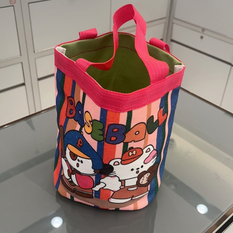 韩风少女心妈咪便当袋上班小拎包童趣涂鸦帆布包可爱插画水桶手提|undefined