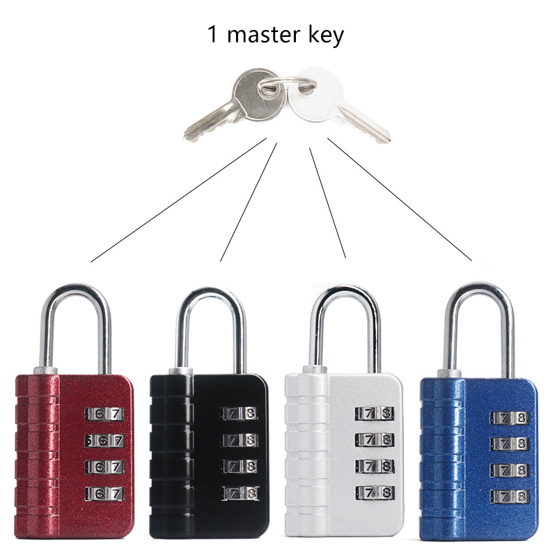 4-Digit Combination Padlock with Dual Key Opening, Zinc Alloy Suitcase Lock, Backpack Drawer Cabinet Door Metal Universal Padlock